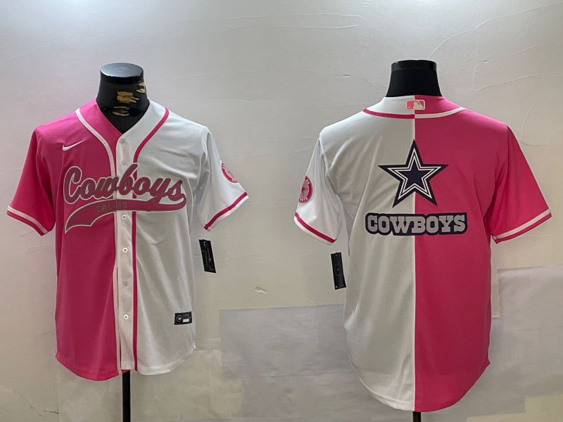 Men Dallas Cowboys Blank white pink Joint Name 2024 Nike Limited NFL Jersey style 8